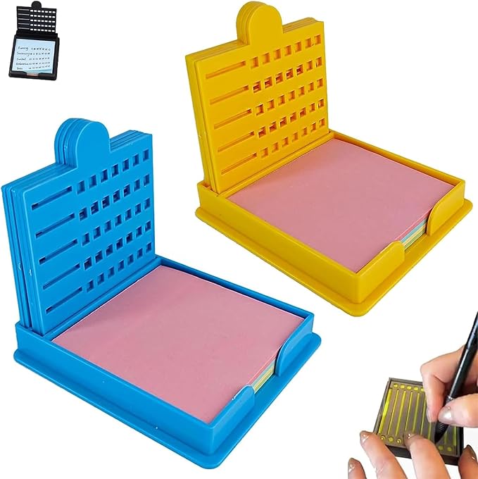 Smarter Sticky Note Kit, Sticky Note Holder Stencil with 5 Versatile Templates, 5 in 1 Memo Pad Organizer, Organize Notes, Boost Productivity, Master Daily Planning (Blue+Yellow)