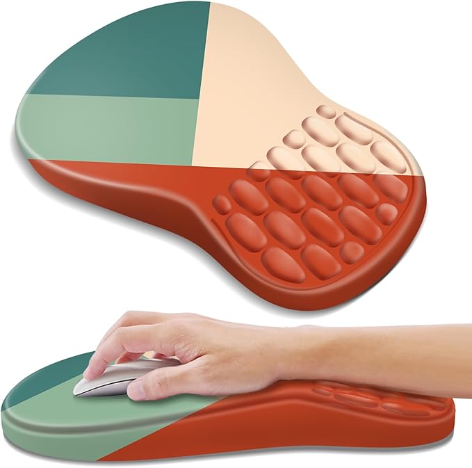 Ergonomic Mouse Pad with Wrist Rest Support, Mousepad with Comfortable Memory Foam Wrist Rest and Non-Slip PU Base for Pain Relief, Computer, Laptop, Office, Home (Blocks)