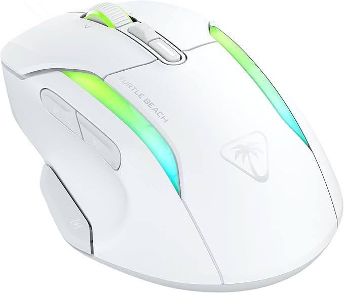 Turtle Beach Kone II Air – Wireless Ergonomic RGB Gaming Mouse, 350-Hr Battery, 26K DPI Optical Sensor, 100M Click Optical Switches, 21 Customizable Inputs, 4D Free-Spin Scroll Wheel – Arctic White