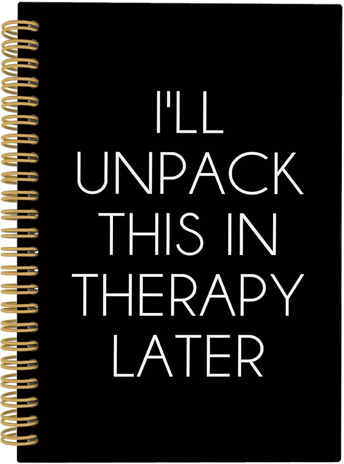 CUANFDDSF Mental Health Notebook, Therapy Journal Notebooks for Women, Mental Health Gifts,Writing Pads， I'll Unpack This in Therapy Later Hardcover Spiral Notebook 5.5x8.3 Inch