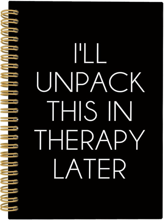 CUANFDDSF Mental Health Notebook, Therapy Journal Notebooks for Women, Mental Health Gifts,Writing Pads， I'll Unpack This in Therapy Later Hardcover Spiral Notebook 5.5x8.3 Inch