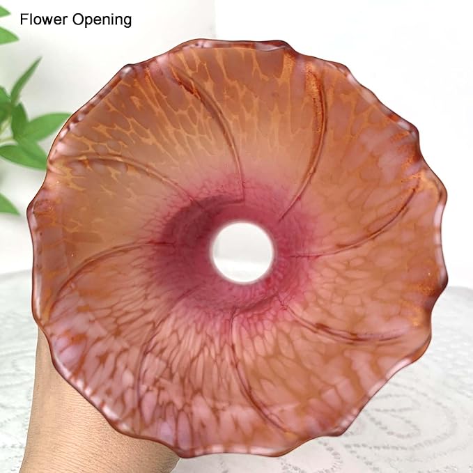 Bieye LS64 Lily Flower Blown Glass Lampshade (Red Orange, Opening I.D. 1.26" x O.D. 1.5")