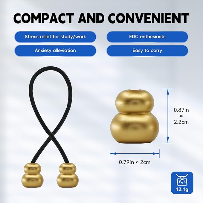 Fidget Beads, Metal Fidget Toy EDC Anxiety Relief Toy for Men Women Teens Skill Players Stress Relief Toys(B-Gold)