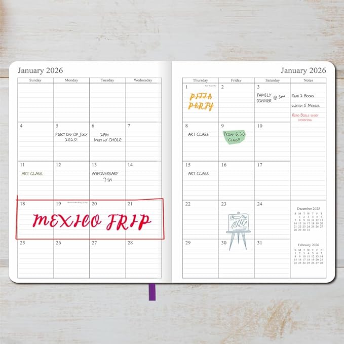 2025-2026 Planner - Weekly and Monthly Planner, Oct 2025 - Dec 2026, Vegan Leather Cover, Elastic Closure, 8.5"x11", Purple