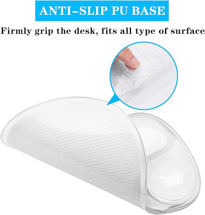 Mouse Pad with Wrist Rest,Ergonomic Mouse Pad with Comfortable Gel Wrist Rest Support and Non-Slip PU Base for Easy Typing Pain Relief, Durable and Washable (Transparent White)