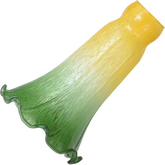 Bieye LS15 Lily Flower Blown Glass Lampshade (Yellow Green, Opening I.D. 1.26" x O.D. 1.5")