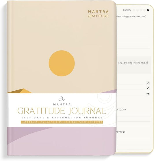 Gratitude Journal For Women & Men - Mental Health, Self Love & Self Care Journal - Evening - 5.8" x 8.3" - Mantra Planner