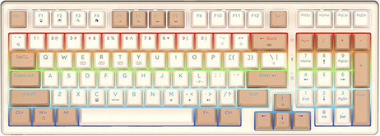 HUO JI 96% Wireless Mechanical Keyboard, Hot Swappable, Pre-lubed Blue Switches, Gasket Structure, Bluetooth/2.4GHz/USB-C, Led Backlit Sidelit, Custom Gaming Keyboard for PC (Peach)