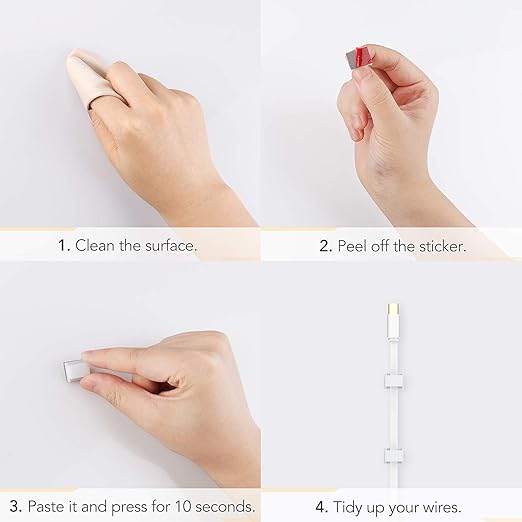 AGPTEK Ethernet Cable Clips, 60 PCS Adhesive Wire Clips, Flat Cord Clips Small Cable Holder Management for Home Wall Flat Ethernet Network Cord Organizer, Decoration Fairy Light Sticky Hooks, White