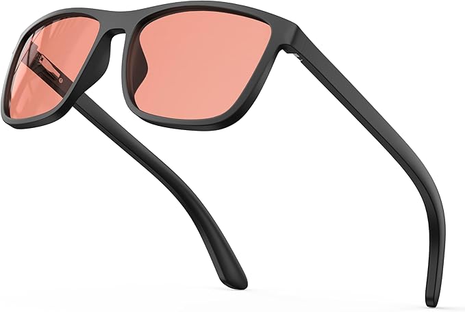 Bloomoak Rose Tinted Migraine Relief Glasses, FL- Flex Pink Light Sensitivity Glasses for Fluorescent LED Glare, Photophobia, Eye Strain