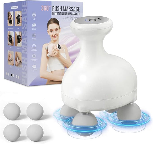 DEITY 4 Heads Handheld Massage Gun Deep Tissue, Electric Body Massager, Percussion Muscle Massager for Easing Shoulder and Back Tension, Perfect Gifts for Man Women, White