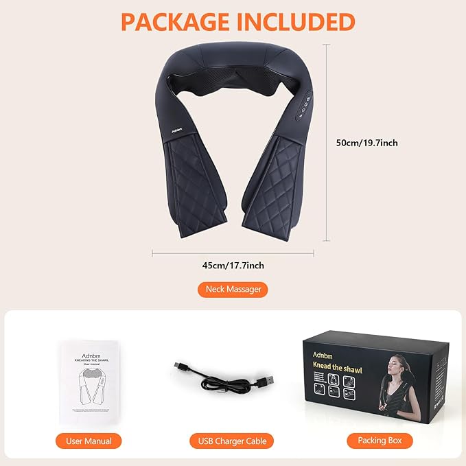 Back and Neck Massager,Shiatsu Back Massager with Heat,Cordless Portable Kneading Shoulder Massage Shawl Electric Massage Pillow for Pain Relief Deep Tissue Gifts for Dad Mom Friends