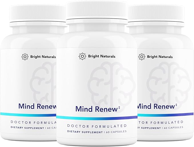 Mind Renew - Brain Supplement Supports Memory, Focus, and Cognition - with Lion's Mane and Ginkgo Biloba Extract - Made in The USA, 180 Capsules