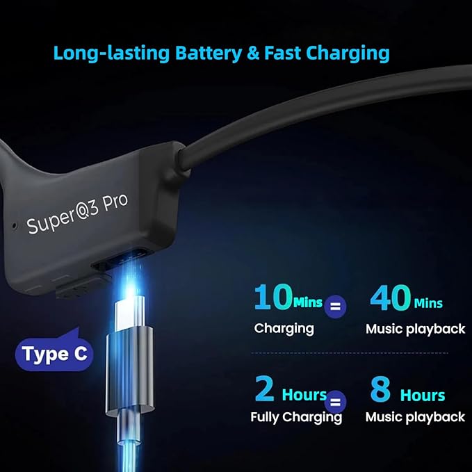 Bone Conduction Headphones Bluetooth with mic Open Ear Wireless Headphones Noise canceling Computer headsets with mic for Clear Hand Free Calls multipoint Connection Fast Charging