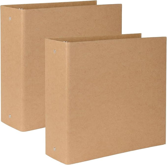2 Packs Kraft 3-inch Binder, Durable Letter Size 3 Ring Binder Natural Recycled Kraft 3 Ring, O-Ring Organizer, Fit for 8.5x11 Inches, for Home Office Supplies