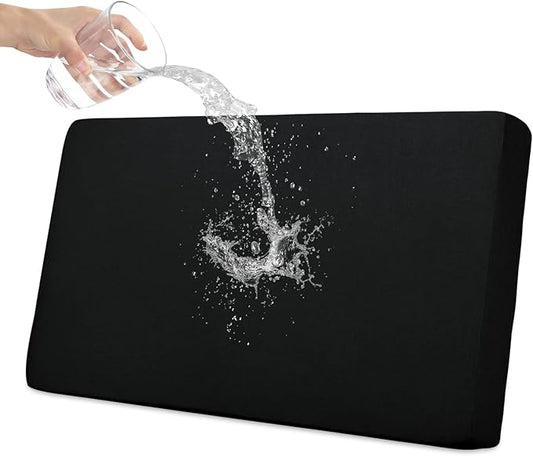 Easy-Going 100% Waterproof Loveseat Sofa Seat Cushion Slipcovers Couch Cushion Cover Stretch Furniture Protector for Kids, Pets (Loveseat Cushion, Black)