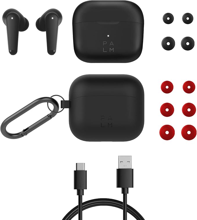 Palm Buds Pro with Protective Case, Lightweight and Comfortable True Wireless Noise Cancellation Earbuds, Deep Bass, 6-Microphones, Hybrid ANC, Ambient Mode, Clear Calls, IPX4, 24h+ Playtime, BT 5