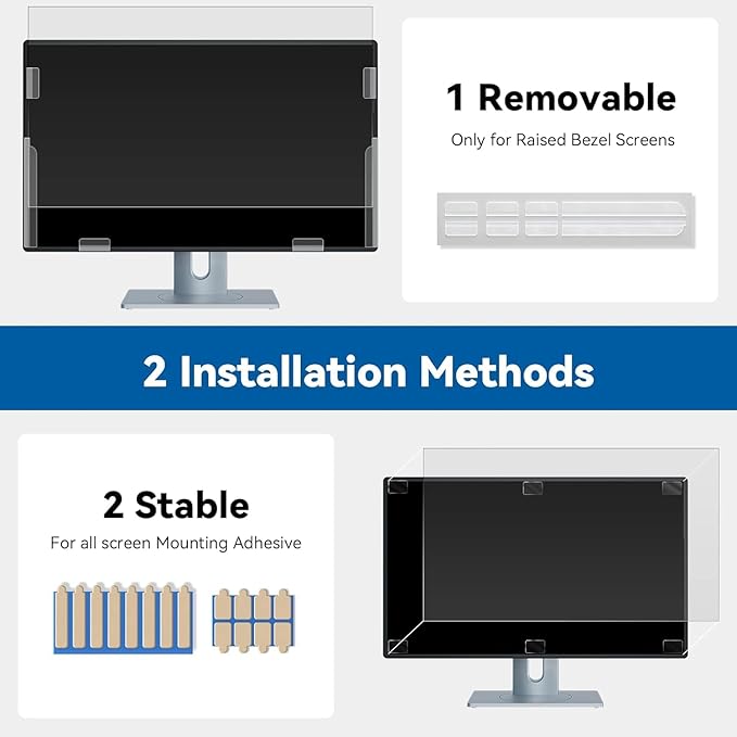 IPROKKO [2-Pack] 31.5 Inch Computer Privacy Screen Filter for 16:9 Widescreen Monitor, Removable 31.5in Anti Blue Light Glare Privacy Shield, Anti Spy Security Protector for Hp Dell Asus Acer Samsung