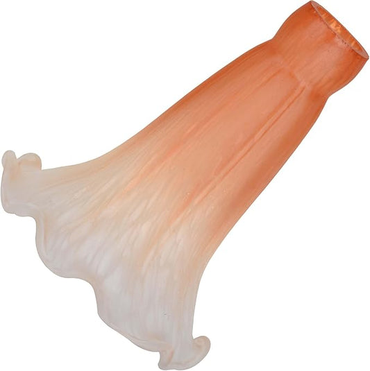 Bieye LS01S Lily Flower Blown Glass Lampshade (Orange White, Opening I.D. 0.87" x O.D. 1")
