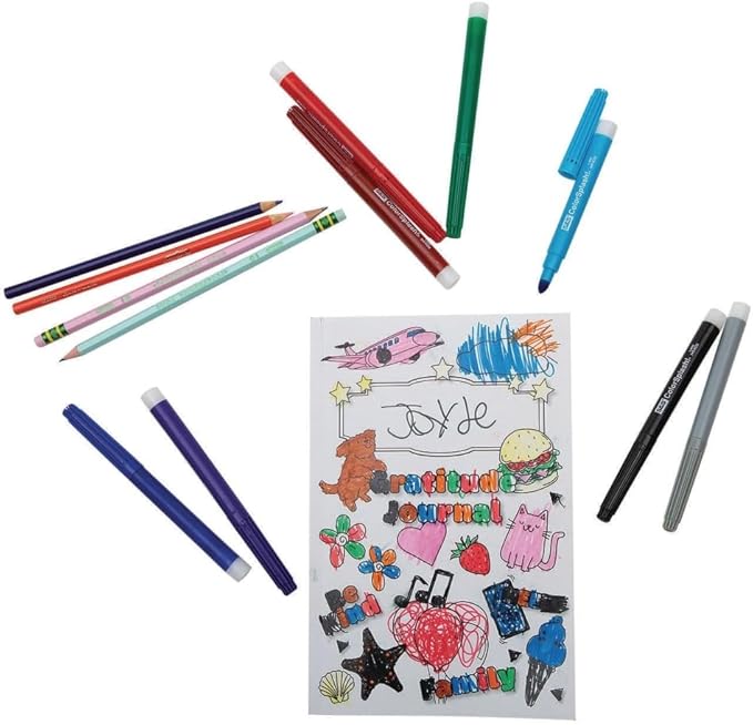 S&S Worldwide Kid's Gratitude Journal Class Pack. Undated, 100-pgs, Daily Prompts, Cover to Color, Inspiring Quotes, For Self-Esteem, Positive Thinking, Mindfulness, Resilience, Ages 5-11, 6"x9", Pk 12