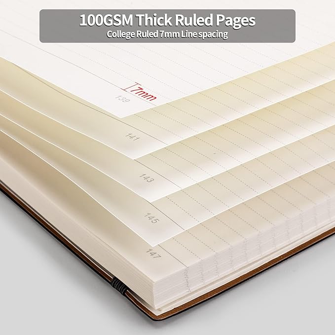 HIUKOOKA College Ruled Journal Notebook, 320 Pages B5 Softcover Large Journal, 100gsm Thick Paper, Leather Journal for Writing Office School Business, Inner Pocket, 7.6'' X 10'' - Pink