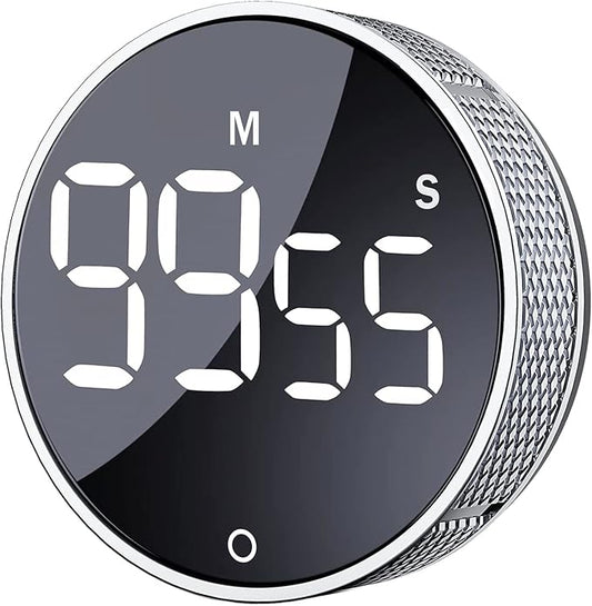 AVINIA Digital Kitchen Timers, Visual timers Large LED Display Magnetic Countdown Countup Timer for Classroom Cooking Fitness Baking Studying Teaching, Easy for Kids and Seniors Silver