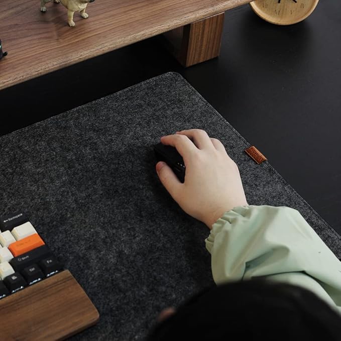 Bright Stone Felt Desk Mat,Non-Slip Mouse Pad, 27.5"x11.8" Office Supplies Desk Protector, Desk Accessories for Home and Office (Black)