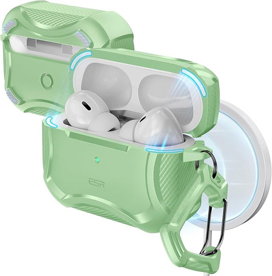 ESR for AirPods Pro 2nd Generation Case, Compatible with Airpods Pro Case 2nd/1st Gen (2023/2022/2019), Compatible with MagSafe, Powerful Drop Protection, Magnetic Lid with Cleaner Kit, Light Green