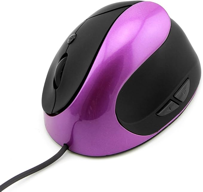 CHUYI Wired Vertical Ergonomic Mouse for Right Hand, 6 Buttons Portable Optical Office Corded Travel Mice for PC Computer Laptop (Purple)