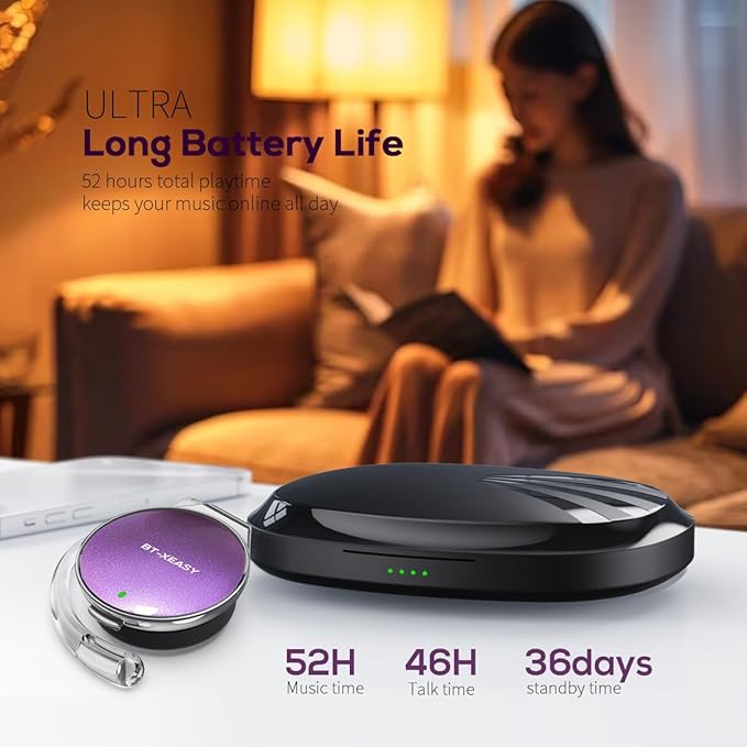 Open Ear Wireless Bluetooth 5.4 Earbuds with 52Hrs Playtime - Over Ear Clip Sport Headphones, Ear Hook Earbuds Built-in Mic, Clip on Earphones Dual Device Pairing, for Running/Gym/Workouts