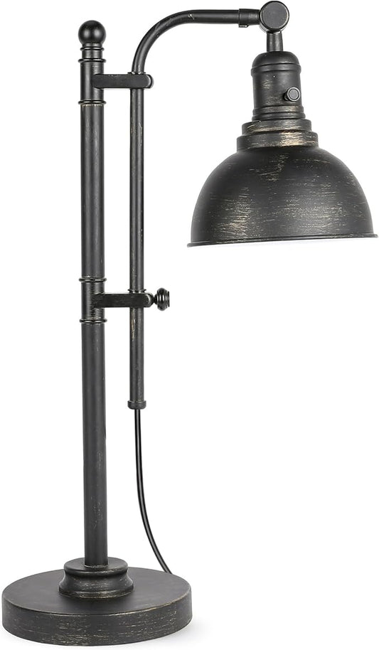 VONLUCE Rustic Desk Lamp Black Adjustable, Industrial Style Metal Task Lamp (25"-29"), Vintage Work Lamp, Farmhouse Reading Lamp in Aged Bronze Finish, ETL Certificate