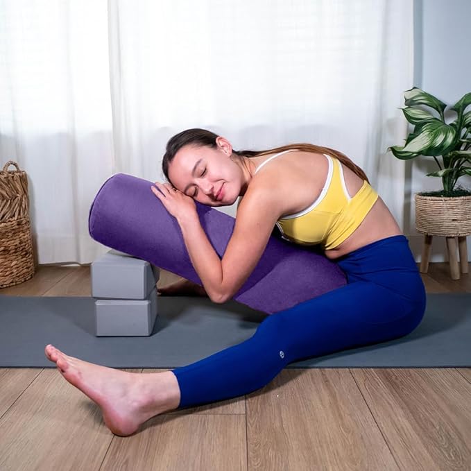 Sol Living Yoga Bolster Pillow for Restorative Meditation - 100% Cotton Cylindrical Cushion with Washable Cover for Balance Support in Asana Poses