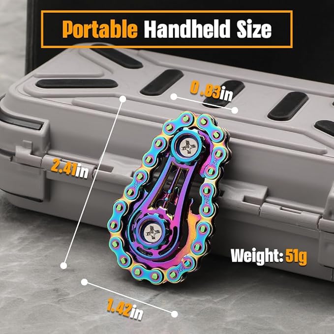 Cool Sprockets Hand Roller Fidget Chain Toys, Metal Fidget Spinner, Sensory Bike Chain Gears, EDC Novelty Anti Anxiety Hand Finger Spinner Kinetic Desk Office Birthday Gift for Boys Men Boyfriend