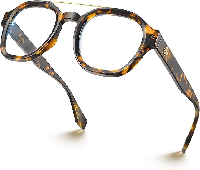 VISOONE Retro Round Anti Eyestrain Metal Medium Eyewear Blue Light Blocking Glasses for Computer Gaming Women Man SANFORD