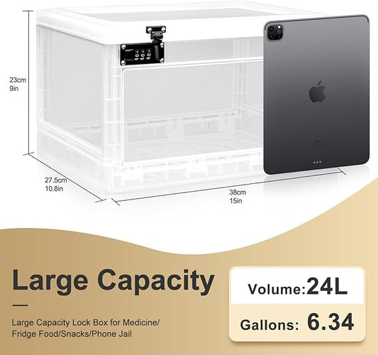 Lalifebuss Large Lock Box for Personal Items, 24 Litre Combination Lockable Storage Box for Office Locker/School/Medicine/Snacks/Phone Jail/Electronic/Home