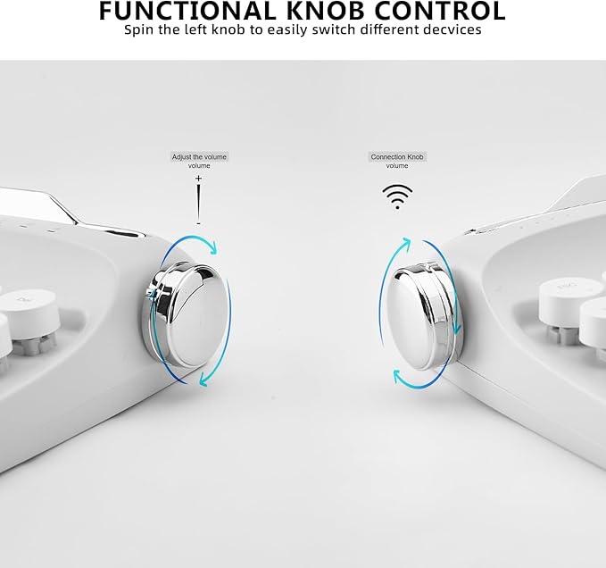YUNZII Upgraded Wireless Typewriter Keyboard, Retro Aesthetic with Integrated Stand,Cute Round Keycaps, USB-C/Bluetooth Connection for Table, Phone, PC and Win/Mac/Android (B307, Snow White)