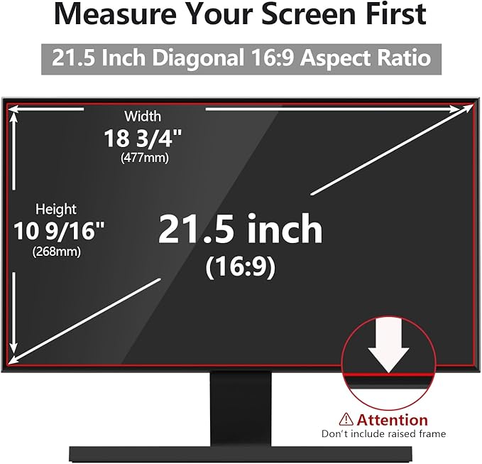 Computer Privacy Screen Protector 21.5 Inch with Hp Dell Acer Asus Samsung LG and More, Removable Security Shield Filter for 16:9 Aspect Ratio Monitor Like ViewSonic Sceptre AOC Koorui BenQ (21.5" Diagonal 16:9 1 Pack)