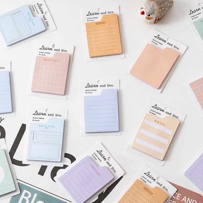 8 Planner Sticky Note Pads Set – Sticky Note Pads, 60 Sheets/pad, for Daily Weekly Monthly Planning to Do List Note Book
