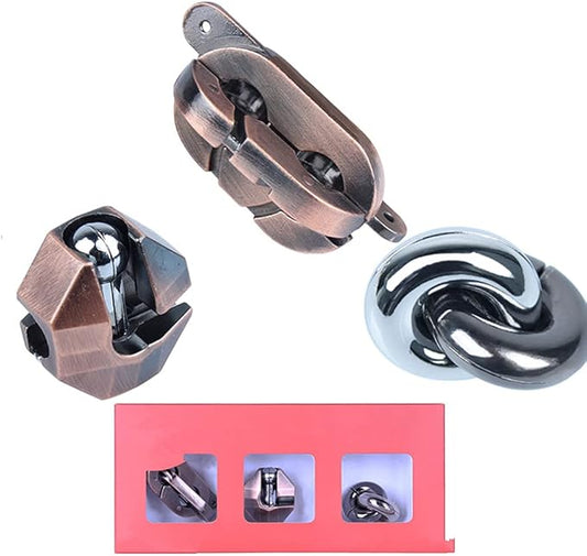 Brain Teaser Puzzle for Adults Puzzles Metal Hole Lock Adult Educational Toy Jigsaw IQ Puzzle (Red)