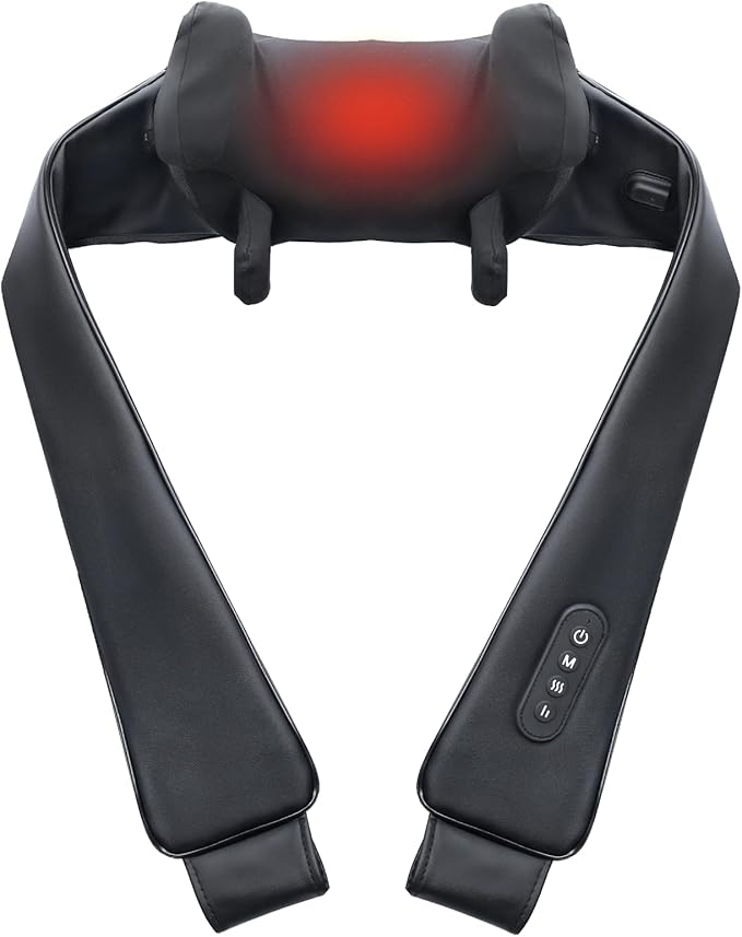 Electric Neck Massager with Heat – Cordless Shiatsu Massager for Neck & Shoulders, Deep Tissue Relief for Trapezius, Rechargeable Brushless Motor, Shiatsu Neck Massager for Pain Relief