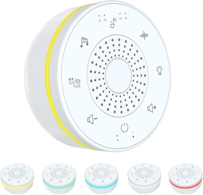 Portable White Noise Sound Machine with 30 Soothing Sounds,5 Color Night Light,3 Timers, Memory Function, Child Lock, White Noise Machine for Baby Adults Kids Sleeping Travel Office Privacy