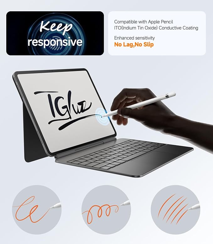 iGluz 2 Pack iPad Air 13 inch Screen Protector with M3/M2 2025/2024 (7th/6th Gen.) 9H+ Tempered Glass Screen Protector with Easy-Install Box,Apple Pencil Compatible,HD Clarity,Scratch Resistant