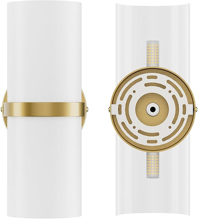 Gold LED Wall Sconce Set of 2 Indoor Hardwired Up and Down Wall Lights for Living Room Bedroom Hallway Corridor Warm White 3000K (Without G9 Bulbs)