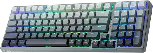 HUO JI E-YOOSO Wireless Mechanical Keyboard, Hot Swappable, Pre-lubed Blue Switches, Gasket Structure, Bluetooth/2.4GHz/USB-C, RGB Backlit,PBT Keycap Custom Gaming Keyboard for PC (Gray)