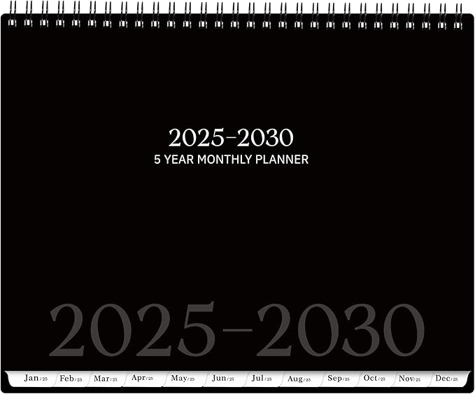 2025-2030 Monthly Planner/Calendar, JUL 2025 - JUN 2030, 5 Year Planner, 2025-2026 Calendarwith Tabs, Double-Side Pocket, 2025-2026 Monthly planner 2025-2030 for Daily Organizing - Black（7.9" x 8.6"）