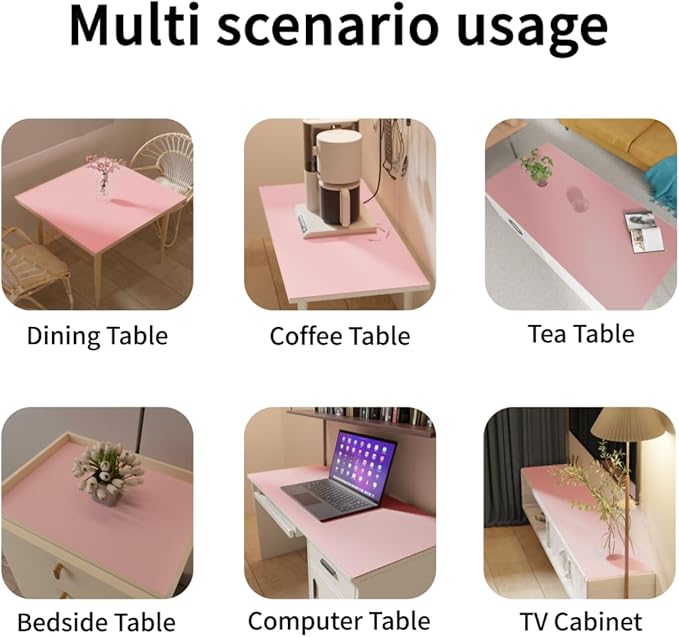 Desk Pad Mat - 24x60 Inch Waterproof Easy to Clean Can Conceal Flaws Protector The Table Top from Scratches Used for Coffee Table Office Table Dresser(Pink+Silvery 24x60)