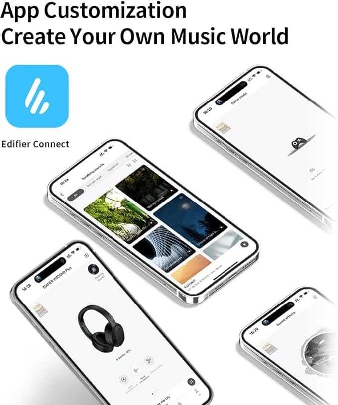 Edifier W820NB Plus Over-Ear Active Noise Cancelling Headphones, Clear Calls with Deep Noise Reduction,Bluetooth Headphones with LDAC for Hi Res Wireless Audio Comfortable Fit,Bluetooth 5.2, Ivory