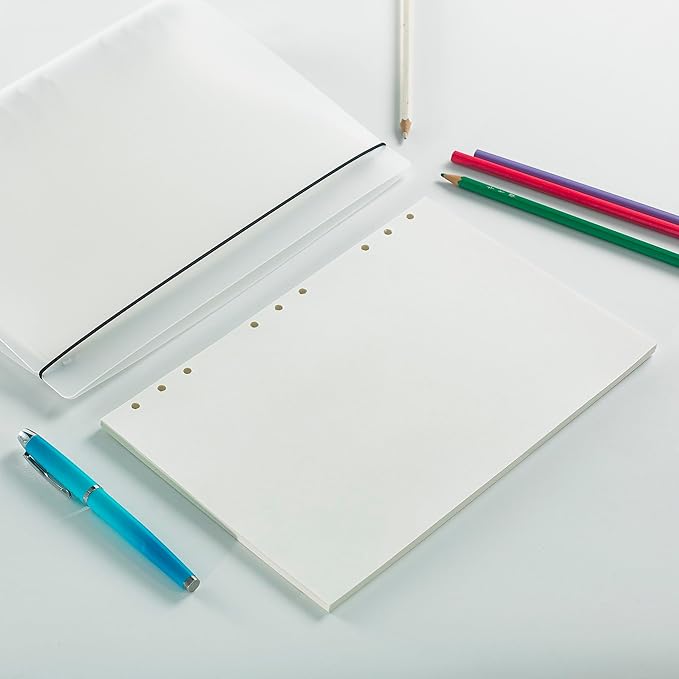 B5 Blank Planner Refill Paper, 9 Holes Inserts Papers 90 Sheets Loose Leaf Notebook Thick Sketch Paper for Drawing & Writing (7.09x10.04 inch)