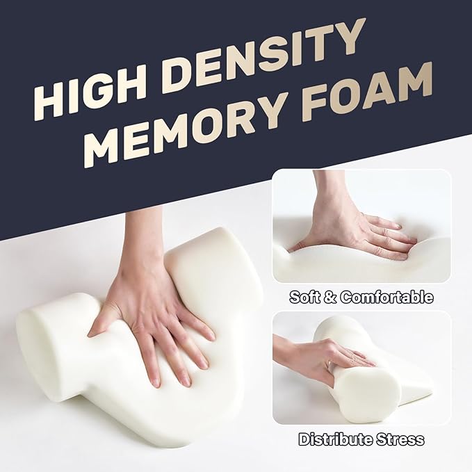 Coverado Car Headrest Pillow, Ergonomic Memory Foam Car Neck Pillow for Driving Seat with Adjustable Strap, Soft PU Leather Breathable Removable Cover Neck Support for Neck Pain Relief - Gray