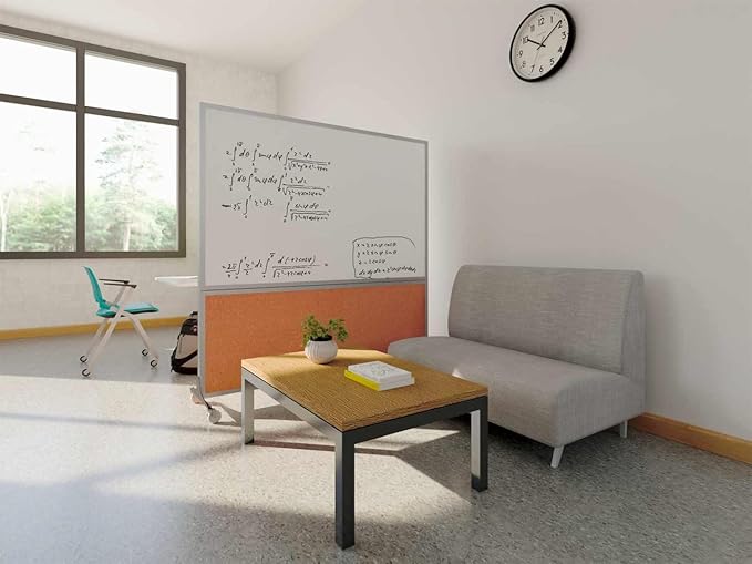 DivideWrite Mobile Whiteboard | Double Sided Dry Erase Board | Portable Office Cubicle Partition | Display for Classrooms, Conference Rooms, Meeting Areas and More | Warm Pebble 4' Wide x 6' Tall